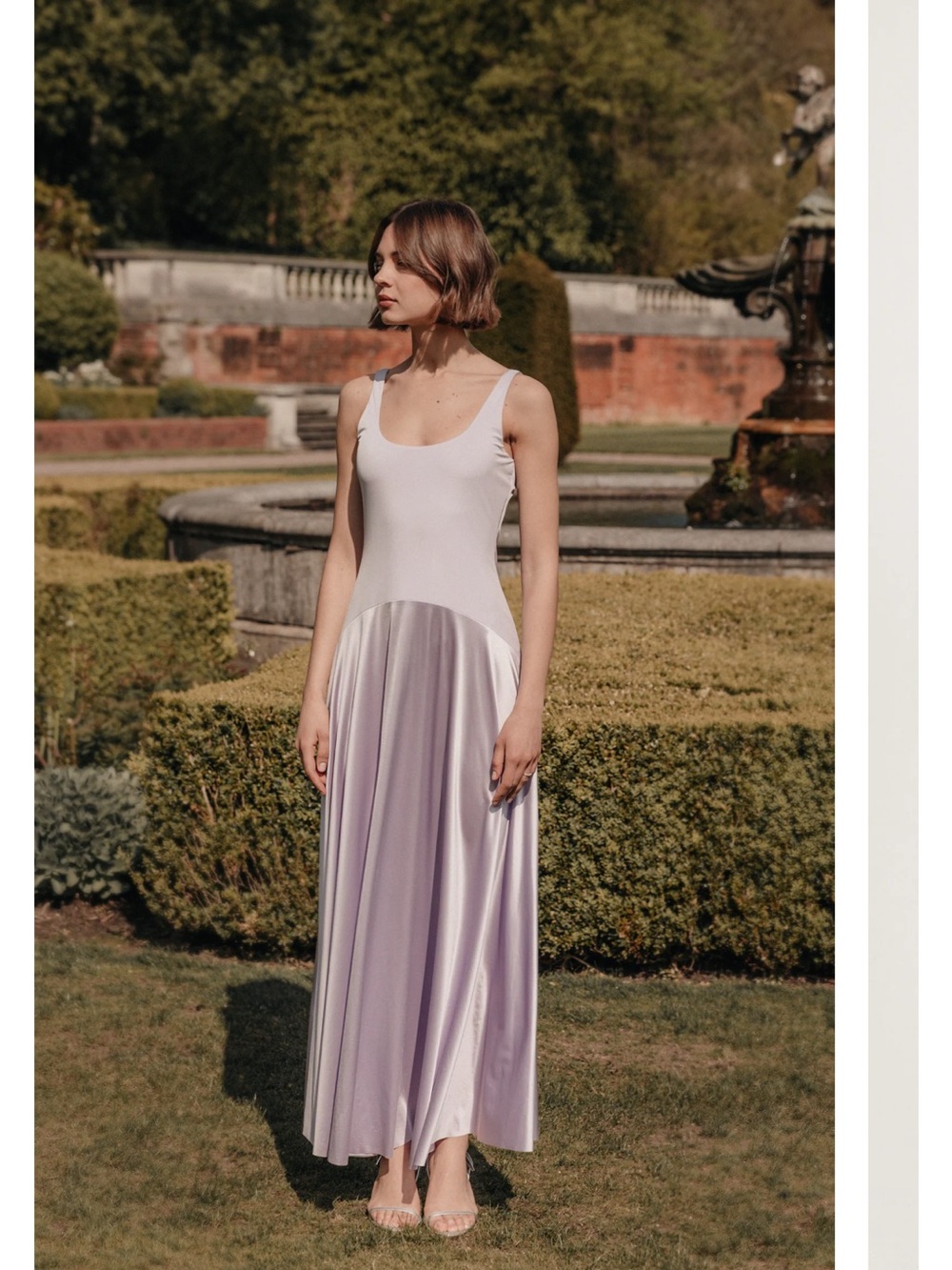 Rare London Lilac Curved Drop Waist Maxi Dress Size UK 6 / US 2